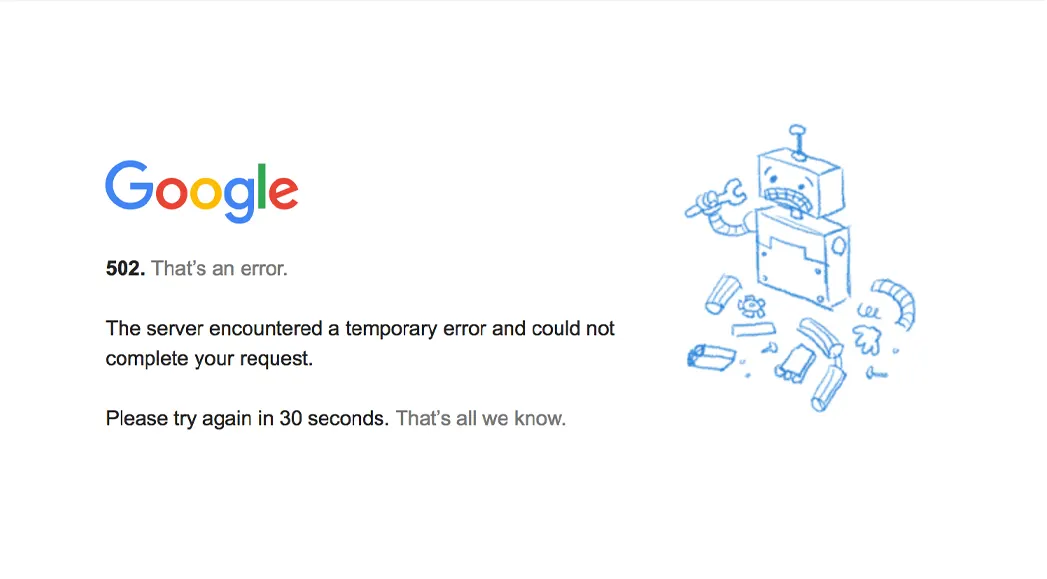 502 error google
