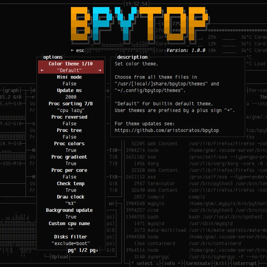 bpytop commands linux 01